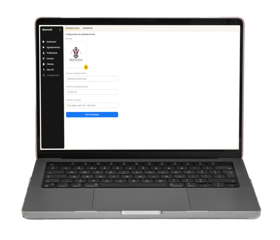 configurações do estabelecimento